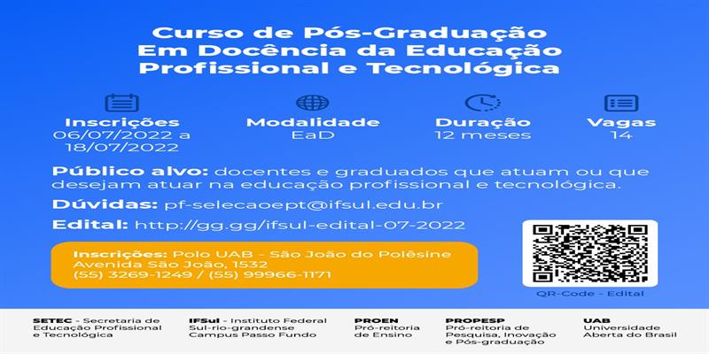 Curso de Pós-Graduação Em Docência da Educação Profissional e Tecnológica