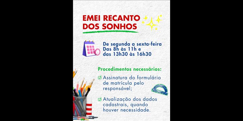 Prazo de rematrículas e matrículas na Rede de Ensino Municipal 
