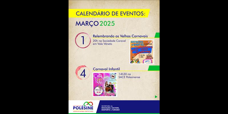 Calendário de Eventos de Março de 2025