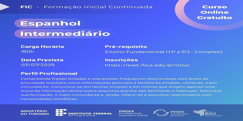 Cursos Gratuitos de Formação Inicial e Continuada - IFSUL 2025