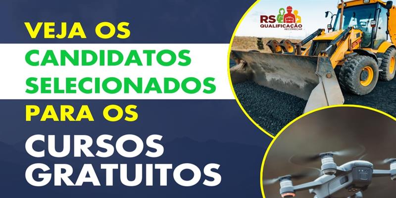 Candidatos selecionados para os Cursos Gratuitos