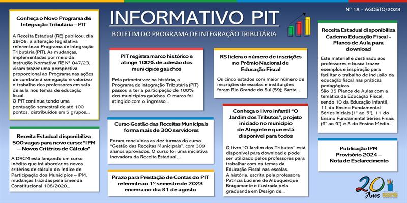 Informativo nº 18 - PIT (Programa de Integração Tributária) - Agosto/2023
