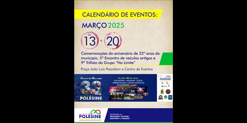 Calendário de Eventos de Março de 2025