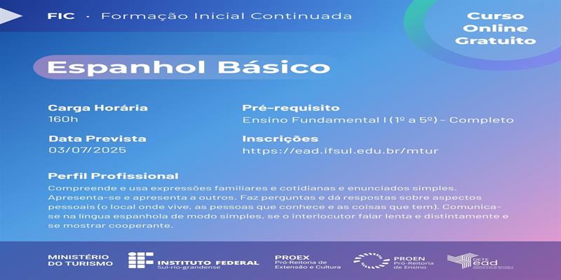 Cursos Gratuitos de Formação Inicial e Continuada - IFSUL 2025