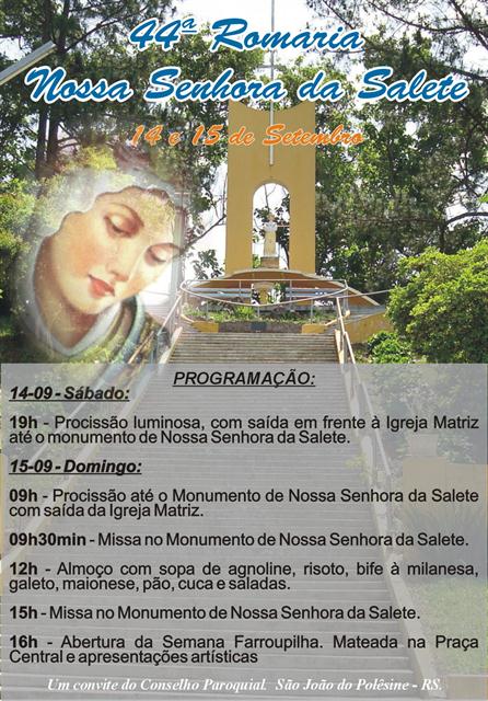 Município terá Festa da Salete no fim de semana