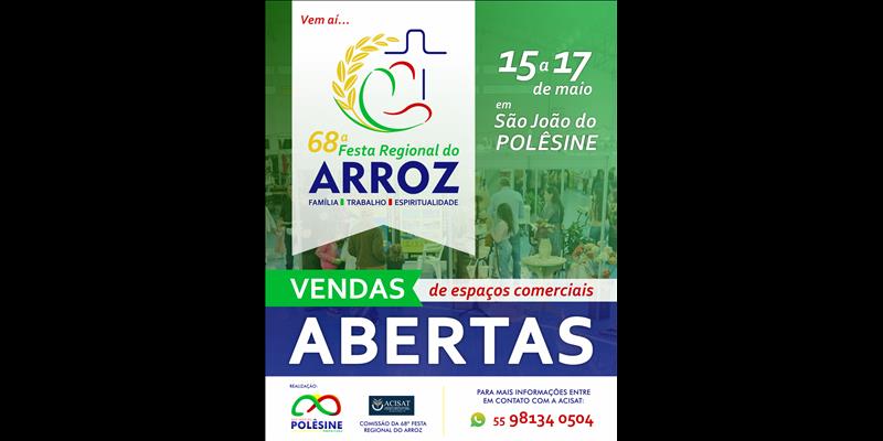 Vendas de Espaços Comerciais na Festa Regional do Arroz
