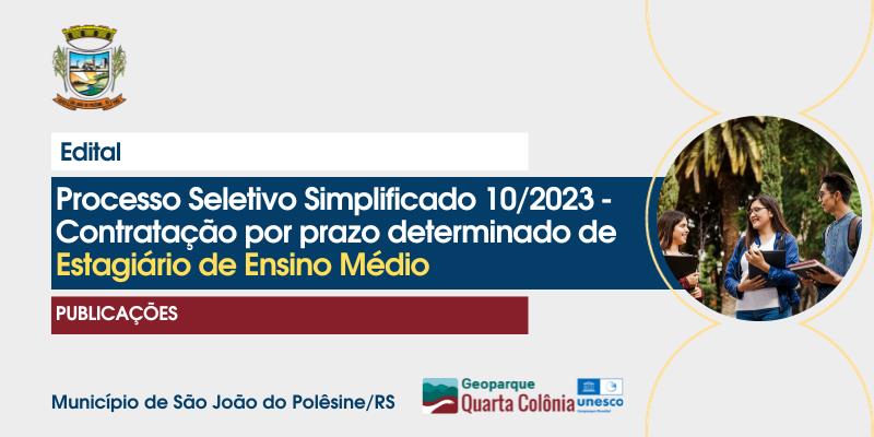 Processo Seletivo Simplificado 10/2023 - Publicações