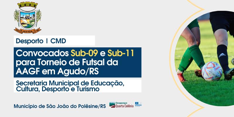 CMD divulga lista de convocados Sub-09 e Sub-11para Torneio de Futsal da AAGF em Agudo/RS