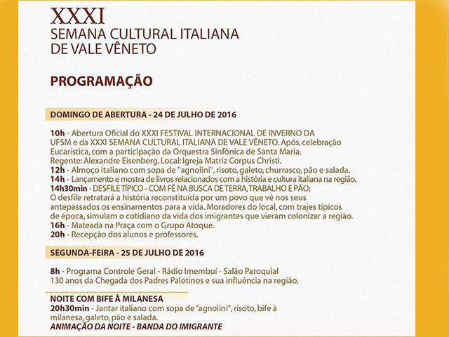 Abertura da Semana Cultural Italiana de Vale Vêneto e do Festival