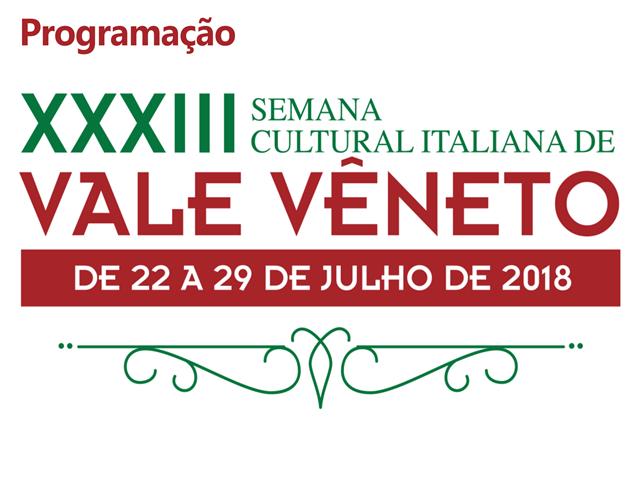 Programação da XXXIII Semana Cultural Italiana de Vale Vêneto