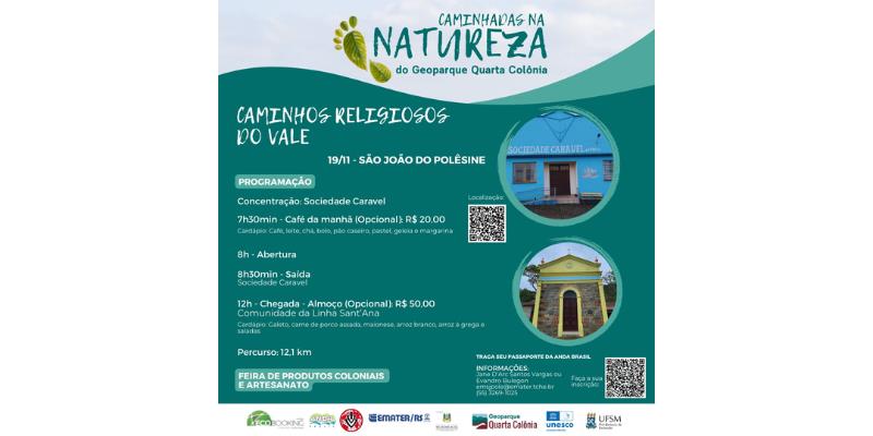 Estão abertas as inscrições para Caminhada na Natureza do Geoparque Quarta Colônia em São João do Polêsine